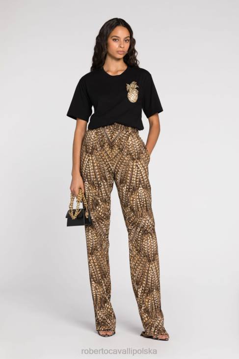 odzież moda 6D0R194 kobiety Roberto Cavalli koszulka w panterkę