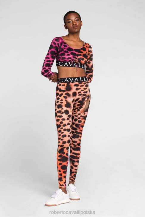 odzież moda 6D0R199 kobiety Roberto Cavalli Bawełniana koszulka w panterkę