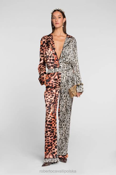 odzież wielobarwność 6D0R166 kobiety Roberto Cavalli Krótka koszulka z nadrukiem malarskim