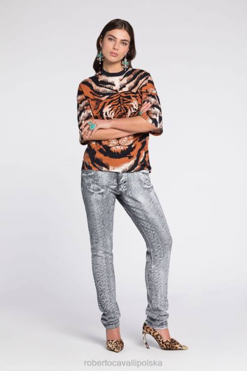 odzież 2038 6D0R144 kobiety Roberto Cavalli Marszczony top z dekoltem w kształcie litery V