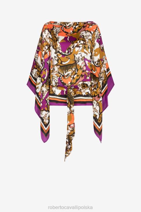 odzież 2038 6D0R148 kobiety Roberto Cavalli Kaftan z nadrukiem dzikiego kota