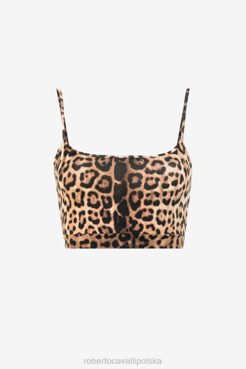 odzież elegancki 6D0R152 kobiety Roberto Cavalli Krótki top w panterkę