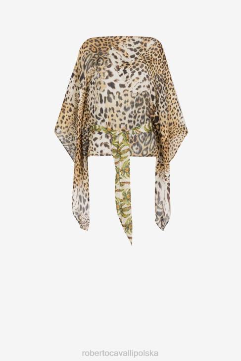odzież elegancki 6D0R206 kobiety Roberto Cavalli Tunika z drapowanymi rękawami i różnymi nadrukami