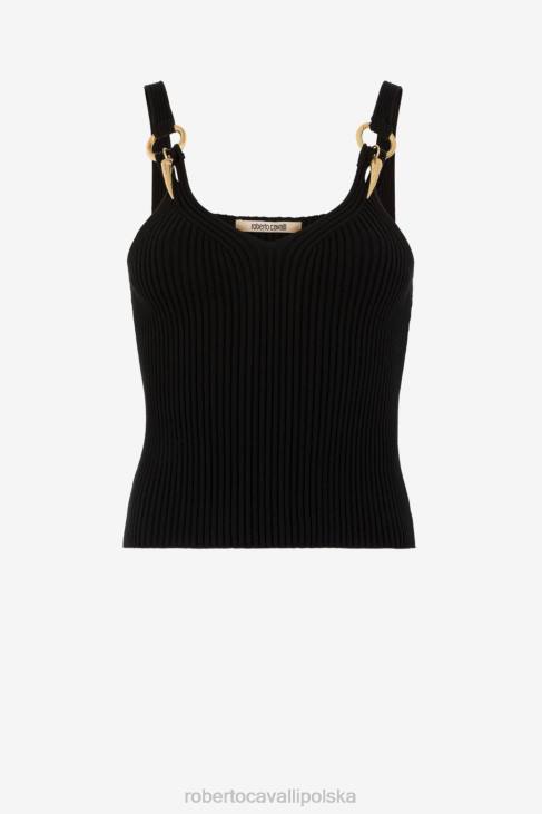 odzież elegancki 6D0R207 kobiety Roberto Cavalli Prążkowany top w kształcie tygrysiego zęba
