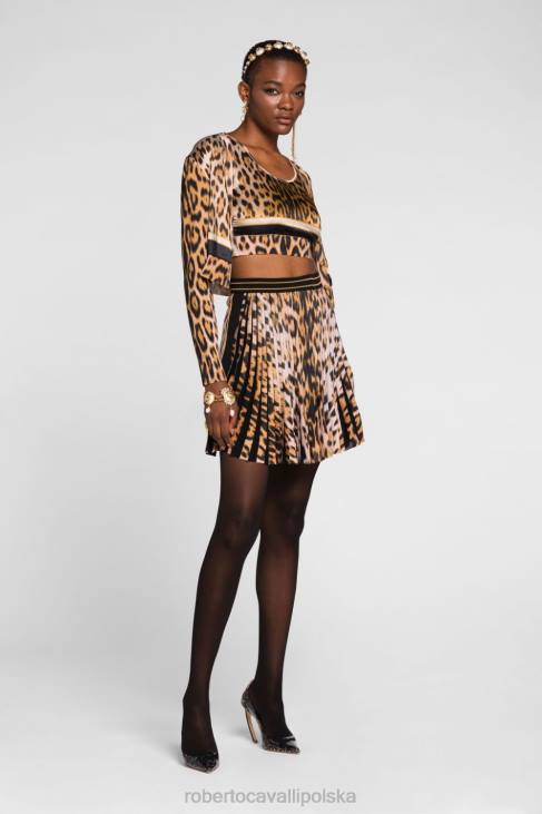 odzież moda 6D0R200 kobiety Roberto Cavalli Krótki top z wycięciem w zwierzęcy print