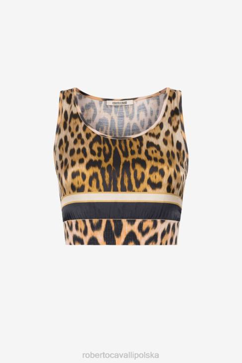 odzież moda 6D0R201 kobiety Roberto Cavalli Krótki top w panterkę