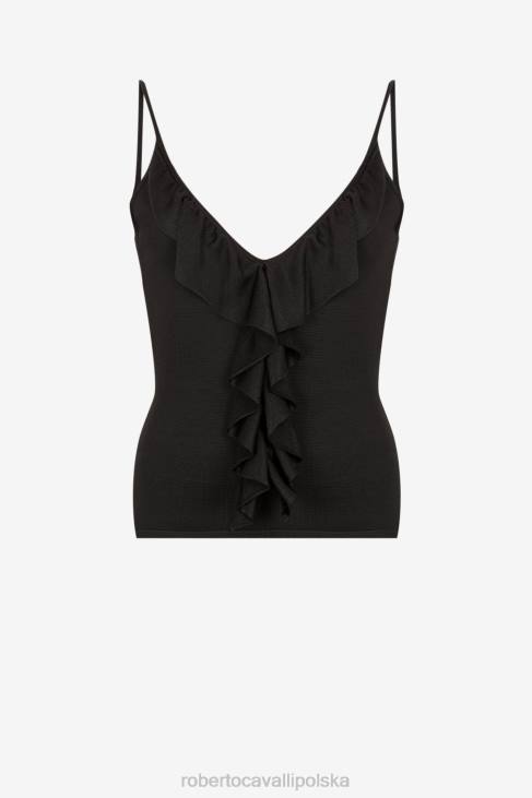 odzież moda 6D0R213 kobiety Roberto Cavalli Top typu kamizelka z falbankami