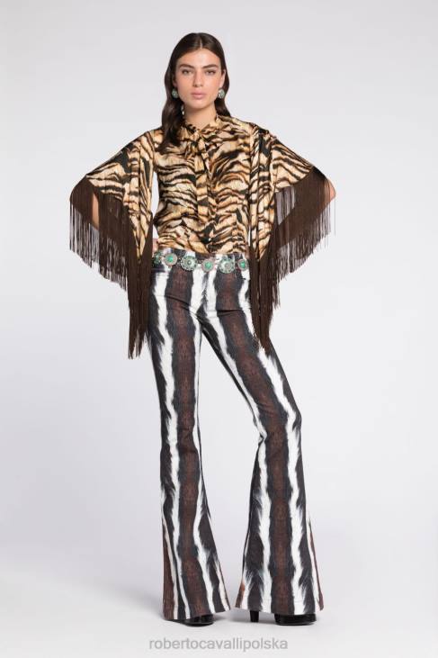 odzież t0778 6D0R138 kobiety Roberto Cavalli Top bez rękawów we wzór wężowej skóry