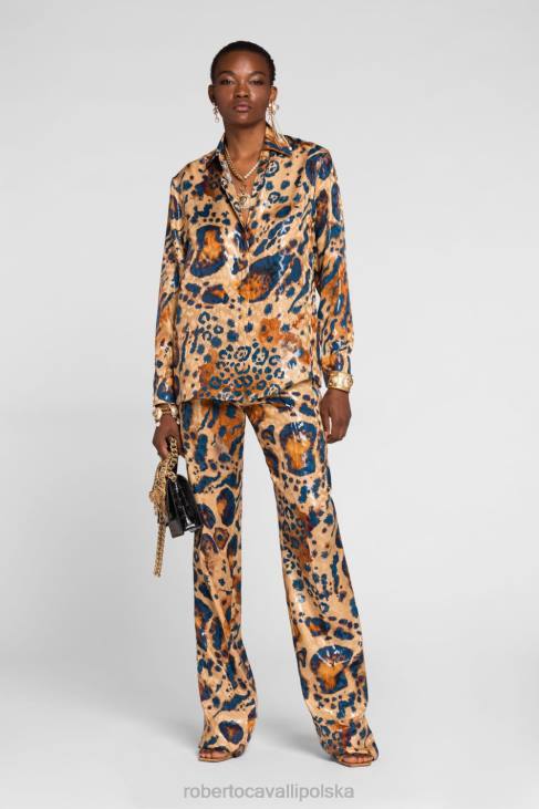 odzież wdzięczny 6D0R171 kobiety Roberto Cavalli Top z nadrukiem jaguara