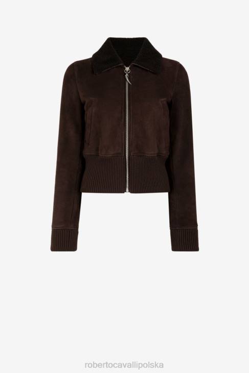 odzież brązowy 6D0R328 kobiety Roberto Cavalli zamszowa kurtka bomber
