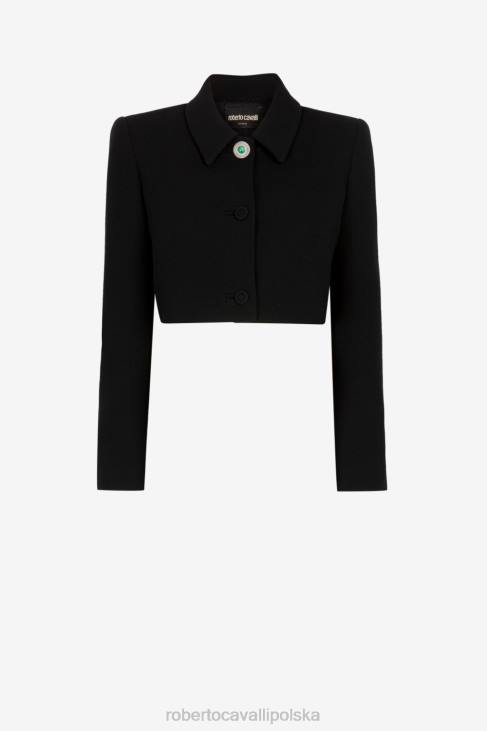odzież czarny 6D0R329 kobiety Roberto Cavalli krótka wełniana marynarka