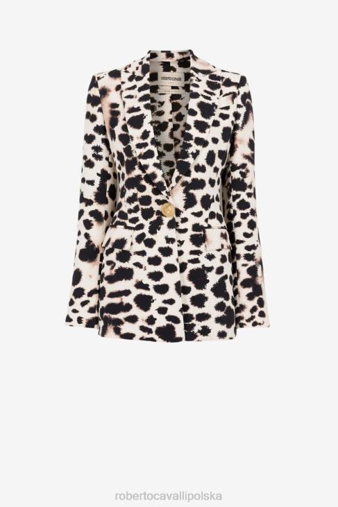 odzież elegancki 6D0R333 kobiety Roberto Cavalli Jednorzędowa marynarka w zwierzęcy wzór