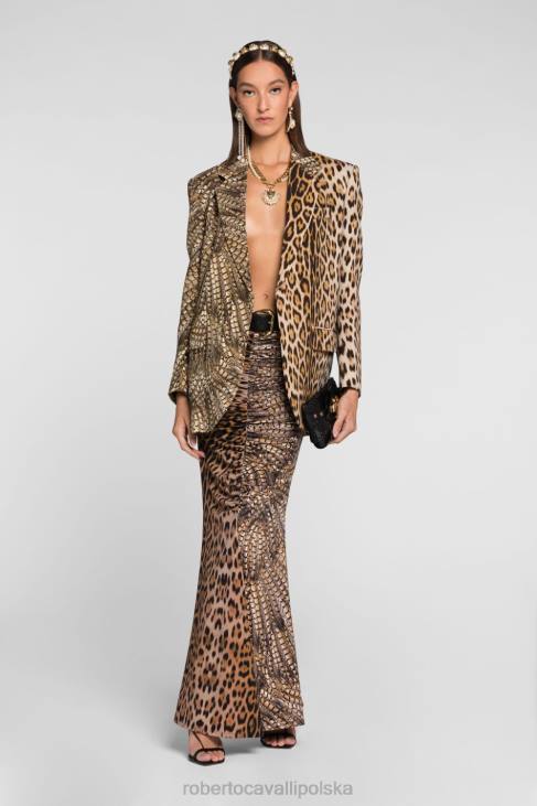 odzież elegancki 6D0R334 kobiety Roberto Cavalli jednorzędowa wełniana marynarka