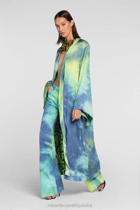 odzież gorący 6D0R336 kobiety Roberto Cavalli Lniana marynarka w egzotyczne paski