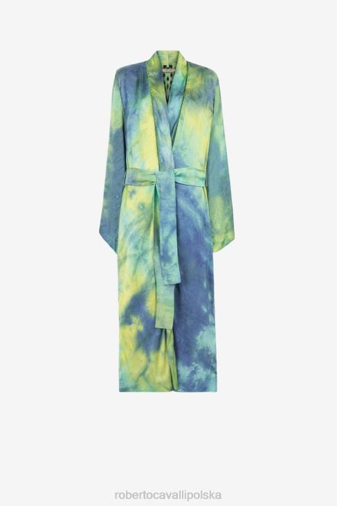 odzież moda 6D0R337 kobiety Roberto Cavalli Płaszcz z paskiem i nadrukiem typu tie-dye