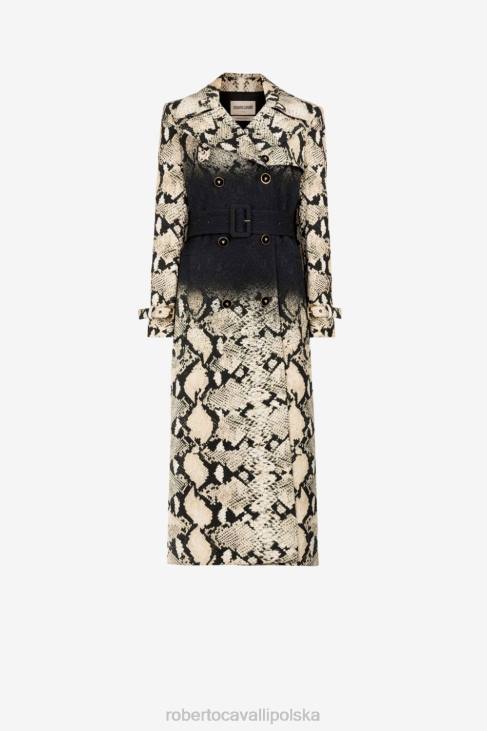 odzież pyton/czarny 6D0R340 kobiety Roberto Cavalli Trencz we wzór pytona
