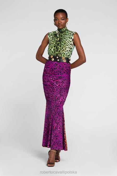 odzież moda 6D0R238 kobiety Roberto Cavalli Spódnica maxi w panterkę