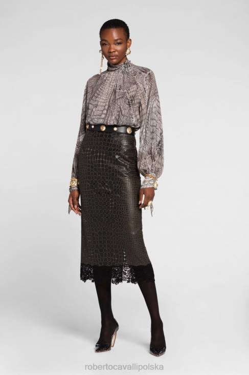 odzież moda 6D0R245 kobiety Roberto Cavalli Asymetryczna spódnica w panterkę
