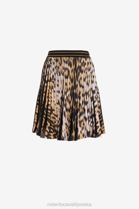 odzież moda 6D0R248 kobiety Roberto Cavalli Spódnica z panelami i wzorem w panterkę