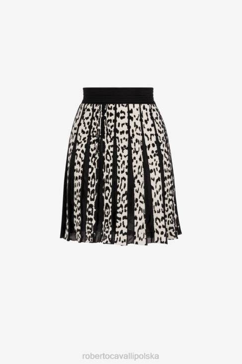 odzież wielobarwność 6D0R225 kobiety Roberto Cavalli Plisowana spódnica mini w panterkę