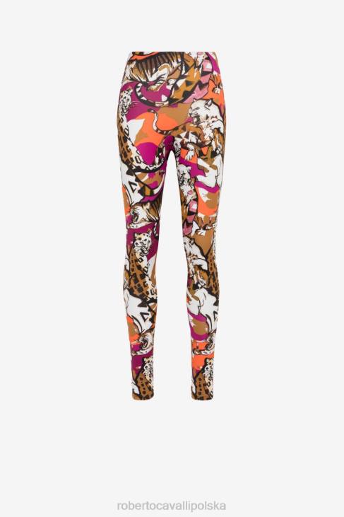 odzież 2038 6D0R266 kobiety Roberto Cavalli legginsy z nadrukiem dzikiego kota