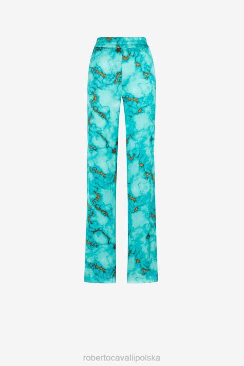 odzież d0359 6D0R252 kobiety Roberto Cavalli Spodnie z prostymi nogawkami we wzór marmuru