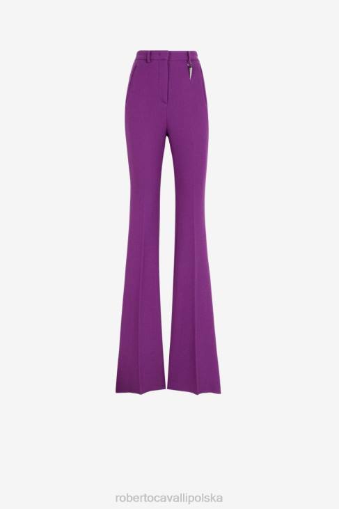 odzież elegancki 6D0R256 kobiety Roberto Cavalli wełniane, rozkloszowane spodnie z wysokim stanem