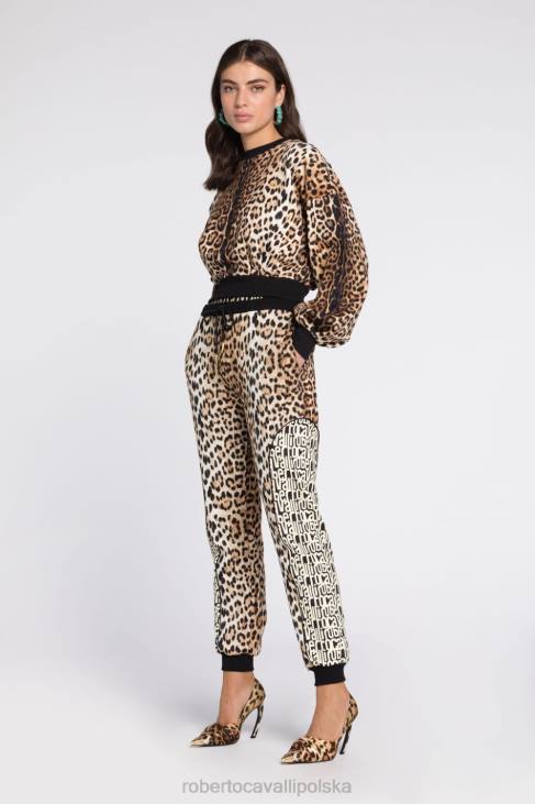 odzież elegancki 6D0R256 kobiety Roberto Cavalli wełniane, rozkloszowane spodnie z wysokim stanem