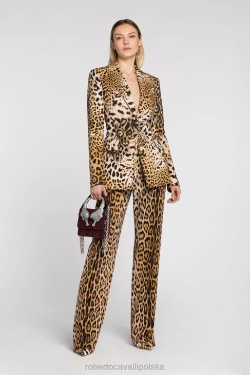 odzież elegancki 6D0R263 kobiety Roberto Cavalli Spodnie ze zwężanymi nogawkami w panterkę