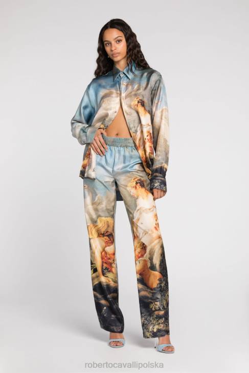 odzież elegancki 6D0R271 kobiety Roberto Cavalli obcisłe spodnie z wysokim stanem
