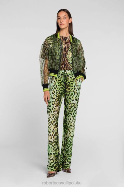 odzież elegancki 6D0R275 kobiety Roberto Cavalli Proste spodnie z graficznym nadrukiem