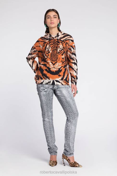 odzież elegancki 6D0R292 kobiety Roberto Cavalli Rozkloszowane dżinsy w kolorze tie-dye