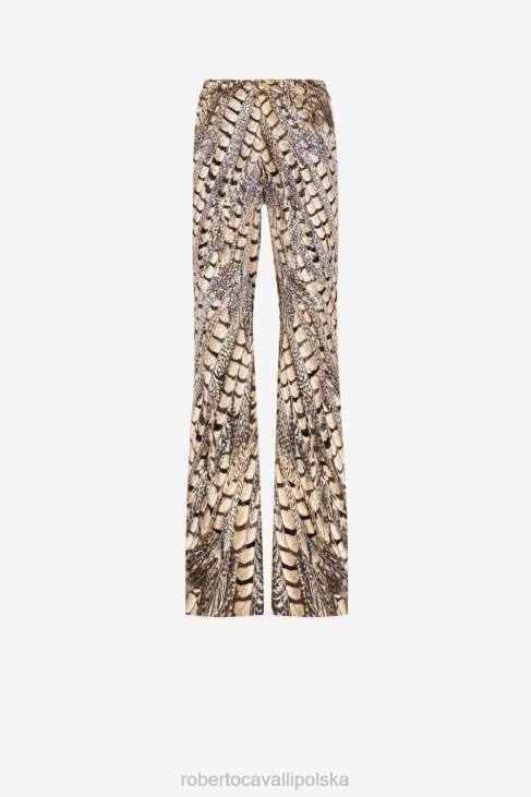 odzież gorący 6D0R279 kobiety Roberto Cavalli Rozkloszowane jeansy ze zwierzęcym nadrukiem