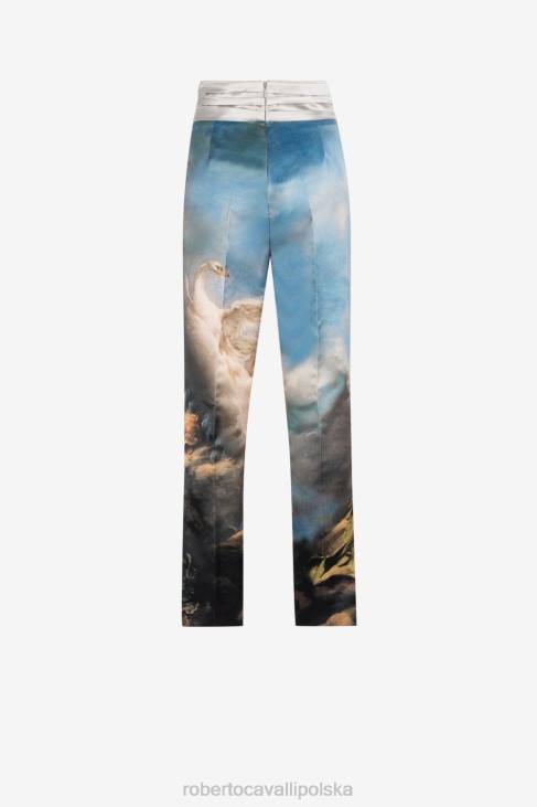 odzież moda 6D0R272 kobiety Roberto Cavalli Jedwabne spodnie z graficznym nadrukiem