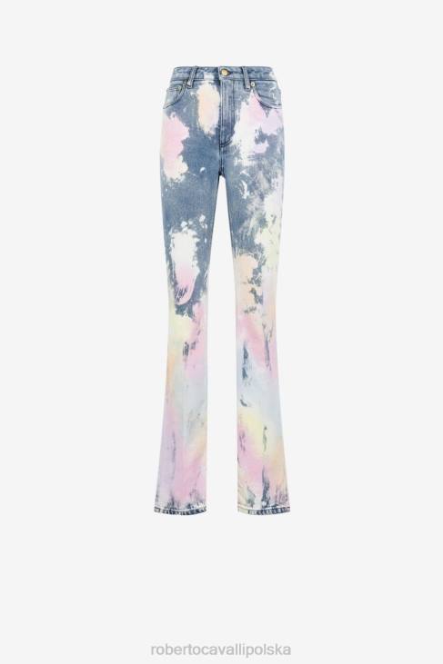 odzież moda 6D0R283 kobiety Roberto Cavalli bielone dżinsy typu bootcut