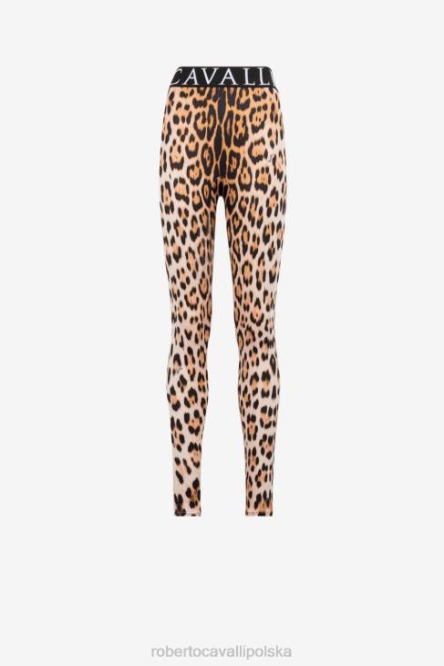 odzież moda 6D0R287 kobiety Roberto Cavalli Legginsy z wysokim stanem w panterkę