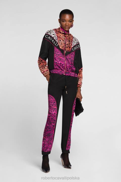 odzież moda 6D0R287 kobiety Roberto Cavalli Legginsy z wysokim stanem w panterkę