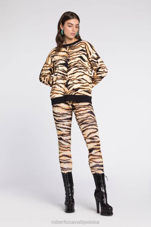 odzież naturalny 6D0R258 kobiety Roberto Cavalli legginsy w panterkę