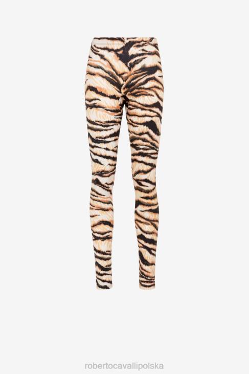 odzież naturalny 6D0R259 kobiety Roberto Cavalli legginsy z nadrukiem tygrysa