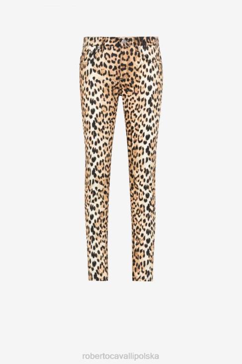 odzież naturalny 6D0R262 kobiety Roberto Cavalli Obcisłe jeansy w panterkę