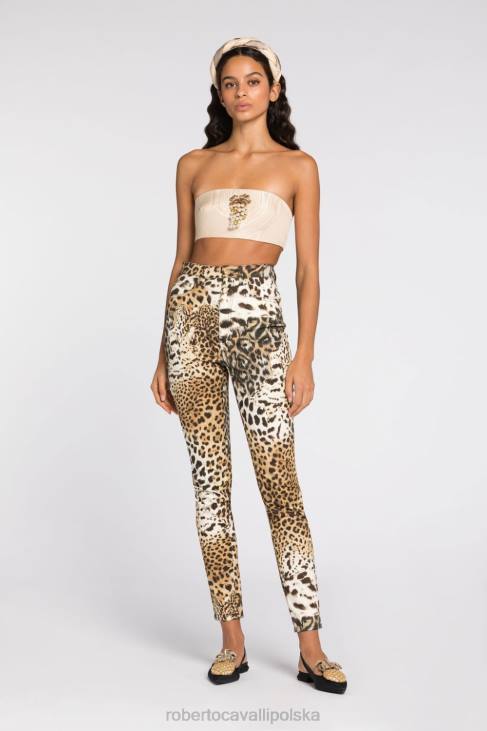 odzież naturalny 6D0R262 kobiety Roberto Cavalli Obcisłe jeansy w panterkę