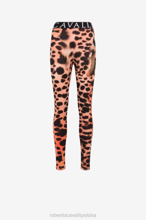 odzież wdzięczny 6D0R286 kobiety Roberto Cavalli Legginsy z wysokim stanem i zwierzęcym nadrukiem