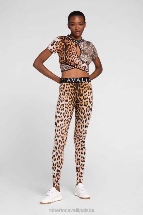 odzież wdzięczny 6D0R286 kobiety Roberto Cavalli Legginsy z wysokim stanem i zwierzęcym nadrukiem
