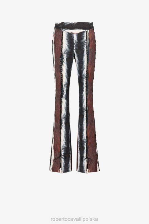 odzież wielobarwność 6D0R251 kobiety Roberto Cavalli Sznurowane spodnie w zwierzęcy print