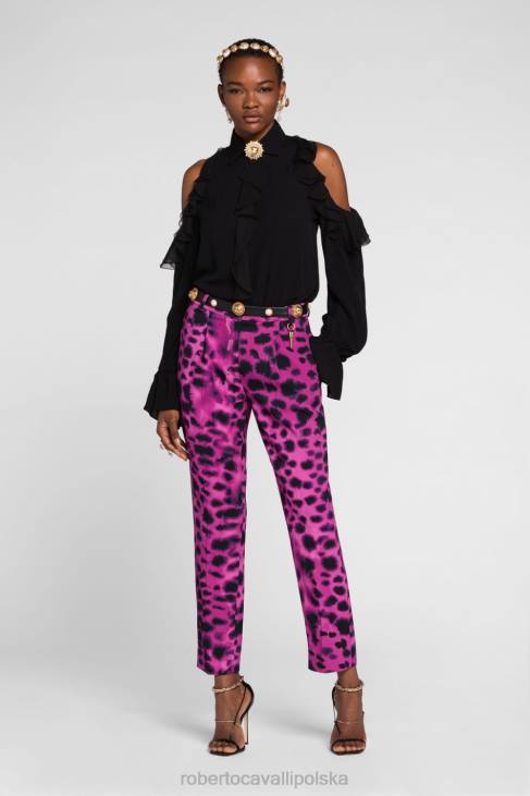 odzież wielobarwność 6D0R274 kobiety Roberto Cavalli Dżinsy slim fit z nadrukiem malarskim