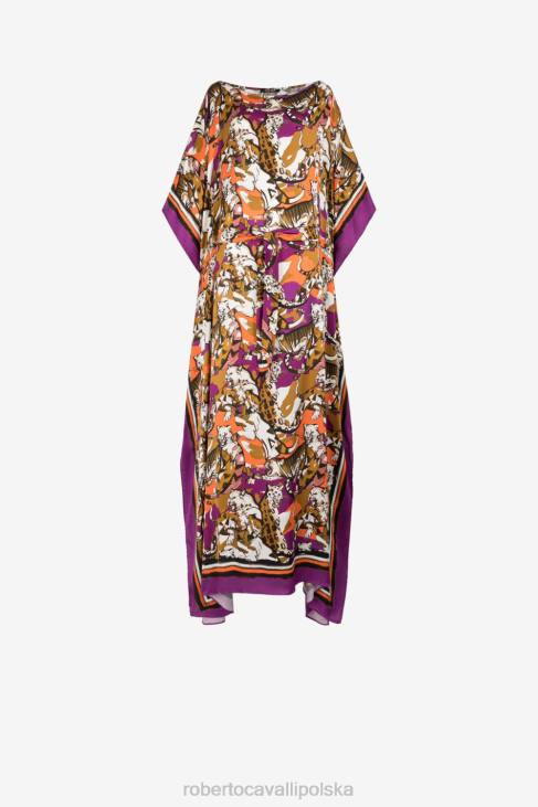 odzież 2038 6D0R125 kobiety Roberto Cavalli Sukienka typu kaftan z motywem dzikiego kota