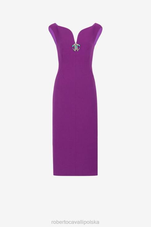 odzież 2038 6D0R20 kobiety Roberto Cavalli lustrzana sukienka z wełny węża