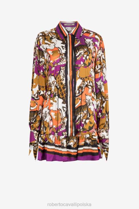 odzież 2038 6D0R21 kobiety Roberto Cavalli Sukienka koszulowa w zwierzęcy print