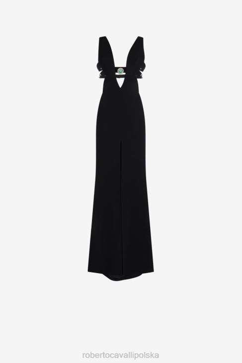 odzież czarny 6D0R23 kobiety Roberto Cavalli wycięta sukienka maxi
