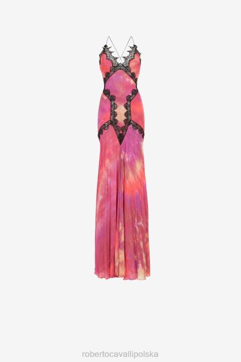 odzież elegancki 6D0R100 kobiety Roberto Cavalli suknia barwiona krawatem